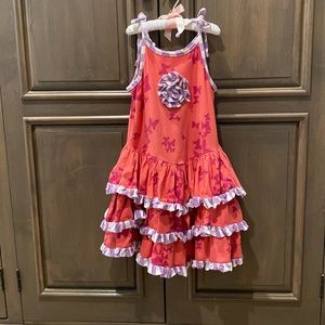 Beautiful coral ruffle dress for girls size 8